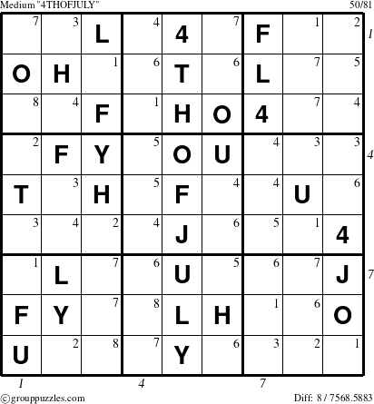The grouppuzzles.com Medium 4THOFJULY-c5 puzzle for  with all 8 steps marked
