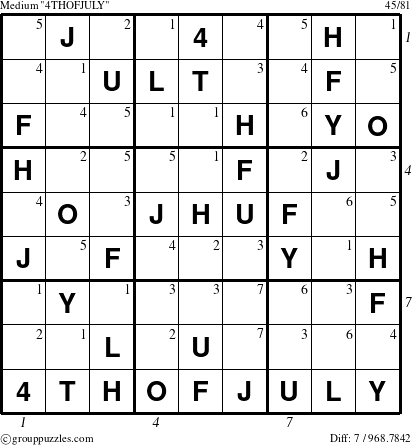 The grouppuzzles.com Medium 4THOFJULY-r9 puzzle for  with all 7 steps marked
