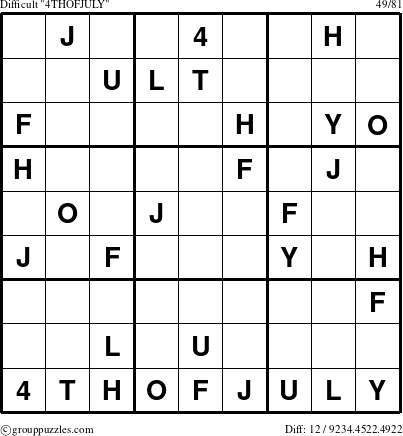 The grouppuzzles.com Difficult 4THOFJULY-r9 puzzle for 