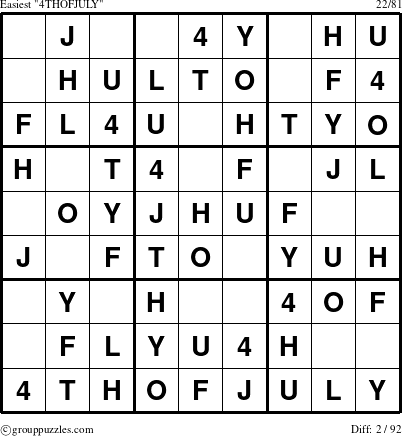 The grouppuzzles.com Easiest 4THOFJULY-r9 puzzle for 