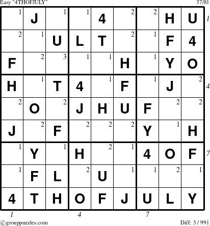 The grouppuzzles.com Easy 4THOFJULY-r9 puzzle for  with all 3 steps marked