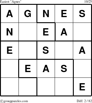 The grouppuzzles.com Easiest Agnes puzzle for 