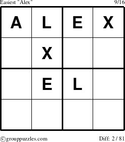 The grouppuzzles.com Easiest Alex puzzle for 
