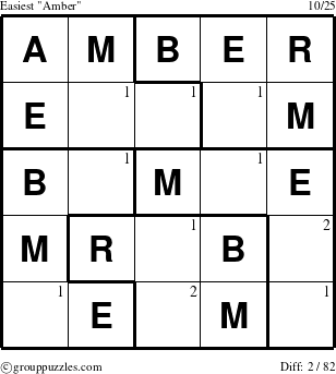 The grouppuzzles.com Easiest Amber puzzle for  with the first 2 steps marked