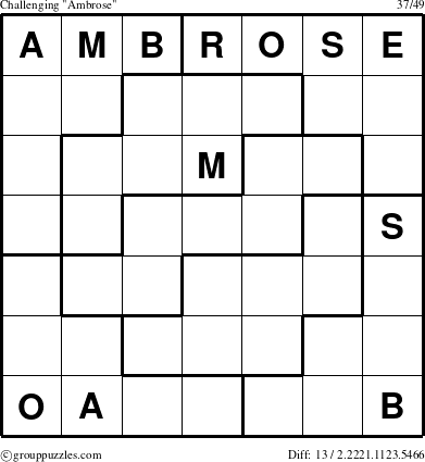 The grouppuzzles.com Challenging Ambrose puzzle for 
