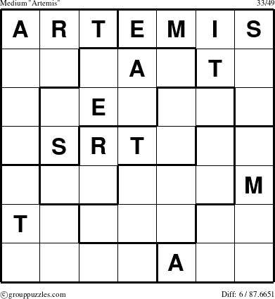 The grouppuzzles.com Medium Artemis puzzle for 