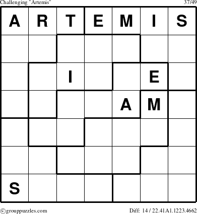 The grouppuzzles.com Challenging Artemis puzzle for 