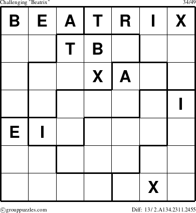 The grouppuzzles.com Challenging Beatrix puzzle for 
