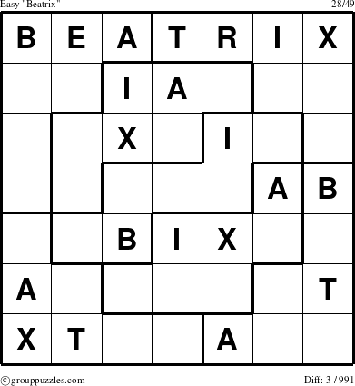 The grouppuzzles.com Easy Beatrix puzzle for 