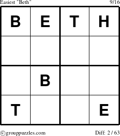 The grouppuzzles.com Easiest Beth puzzle for 