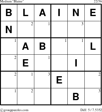 The grouppuzzles.com Medium Blaine puzzle for  with the first 3 steps marked