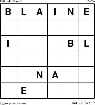 The grouppuzzles.com Difficult Blaine puzzle for 