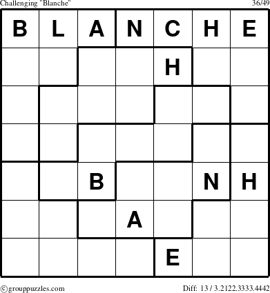 The grouppuzzles.com Challenging Blanche puzzle for 