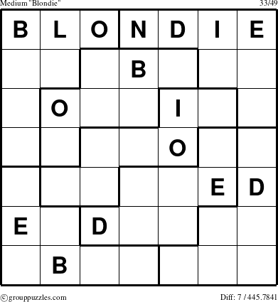 The grouppuzzles.com Medium Blondie puzzle for 
