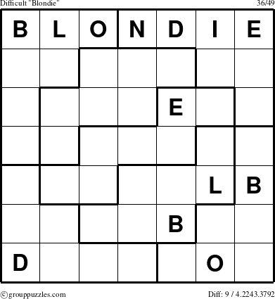 The grouppuzzles.com Difficult Blondie puzzle for 