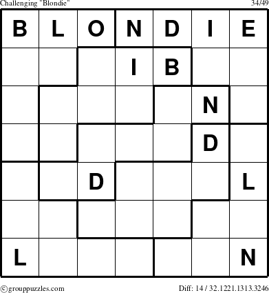 The grouppuzzles.com Challenging Blondie puzzle for 