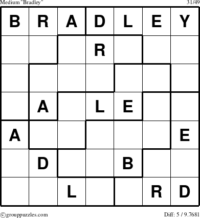 The grouppuzzles.com Medium Bradley puzzle for 