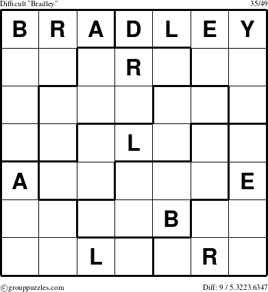 The grouppuzzles.com Difficult Bradley puzzle for 
