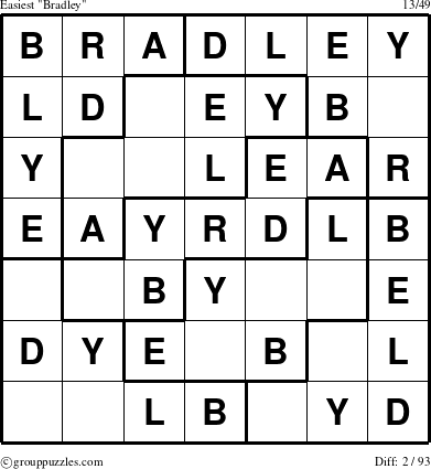 The grouppuzzles.com Easiest Bradley puzzle for 