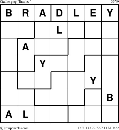 The grouppuzzles.com Challenging Bradley puzzle for 
