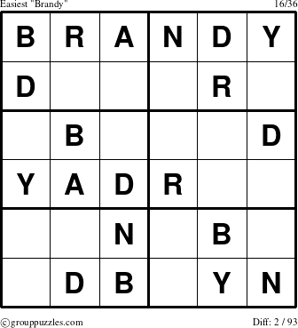 The grouppuzzles.com Easiest Brandy puzzle for 