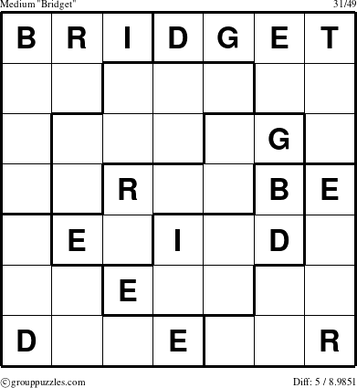 The grouppuzzles.com Medium Bridget puzzle for 