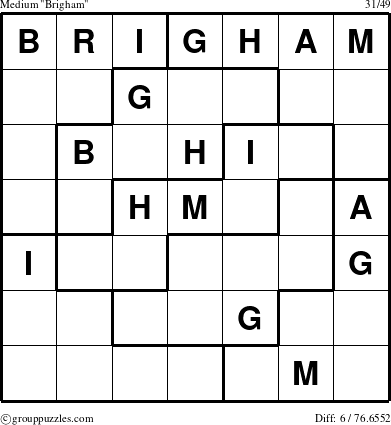 The grouppuzzles.com Medium Brigham puzzle for 