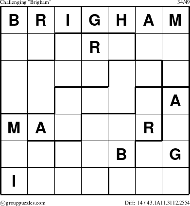 The grouppuzzles.com Challenging Brigham puzzle for 