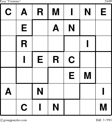 The grouppuzzles.com Easy Carmine puzzle for 
