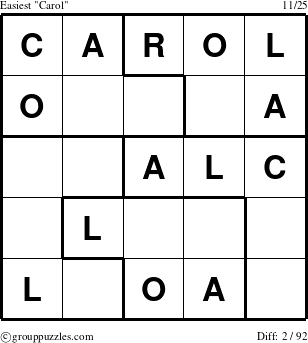 The grouppuzzles.com Easiest Carol puzzle for 