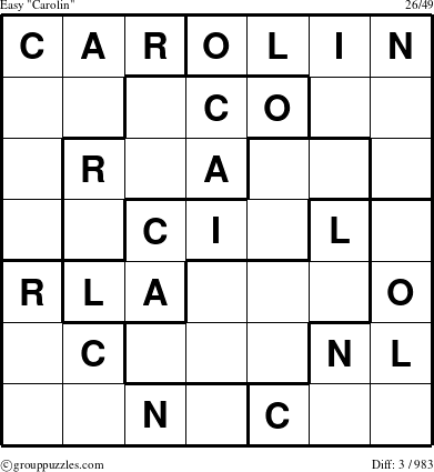 The grouppuzzles.com Easy Carolin puzzle for 