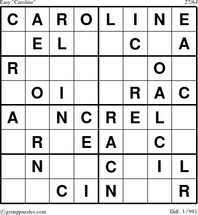 The grouppuzzles.com Easy Caroline puzzle for 