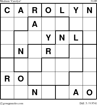 The grouppuzzles.com Medium Carolyn puzzle for 