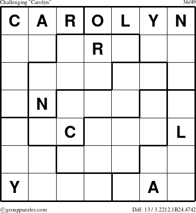 The grouppuzzles.com Challenging Carolyn puzzle for 