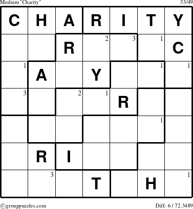 The grouppuzzles.com Medium Charity puzzle for  with the first 3 steps marked