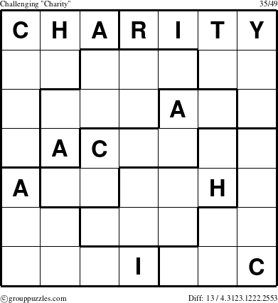 The grouppuzzles.com Challenging Charity puzzle for 