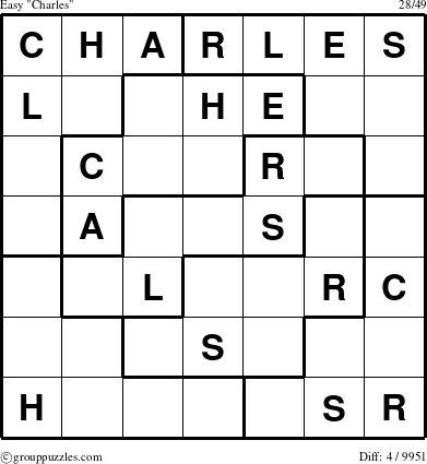 The grouppuzzles.com Easy Charles puzzle for 
