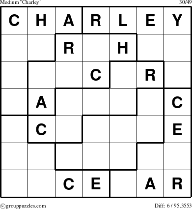 The grouppuzzles.com Medium Charley puzzle for 