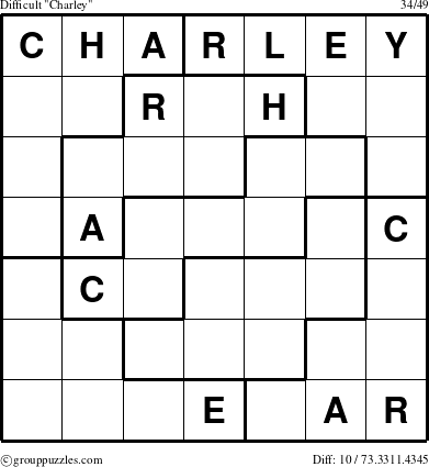 The grouppuzzles.com Difficult Charley puzzle for 