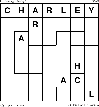 The grouppuzzles.com Challenging Charley puzzle for 