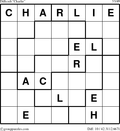 The grouppuzzles.com Difficult Charlie puzzle for 