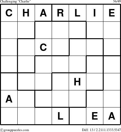 The grouppuzzles.com Challenging Charlie puzzle for 