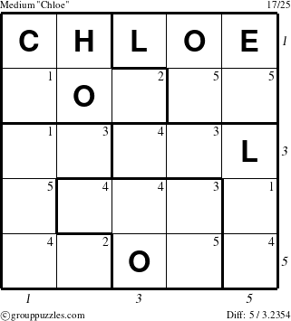 The grouppuzzles.com Medium Chloe puzzle for  with all 5 steps marked
