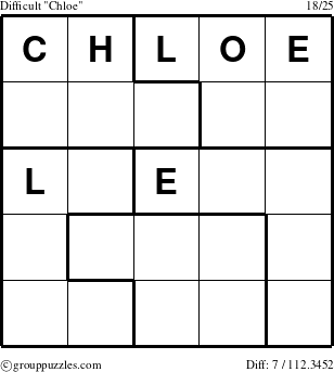 The grouppuzzles.com Difficult Chloe puzzle for 