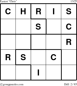 The grouppuzzles.com Easiest Chris puzzle for 
