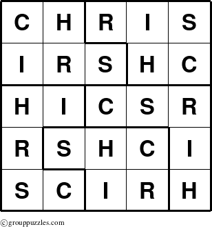 The grouppuzzles.com Answer grid for the Chris puzzle for 