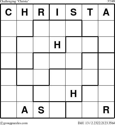 The grouppuzzles.com Challenging Christa puzzle for 