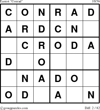 The grouppuzzles.com Easiest Conrad puzzle for 