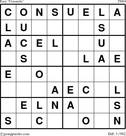 The grouppuzzles.com Easy Consuela puzzle for 