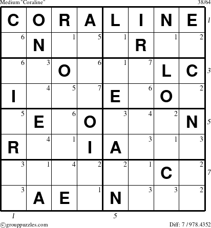 The grouppuzzles.com Medium Coraline puzzle for  with all 7 steps marked